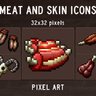 Meat and Skin Pixel Art Icon Pack